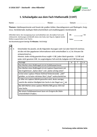 Vorschau: 1. Schulaufgabe Nr. 8