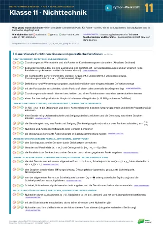 Vorschau: Lernziele Klasse 11 Nichttechnik